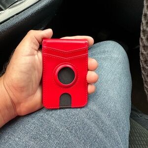Apple Red Card Holder with Ring
